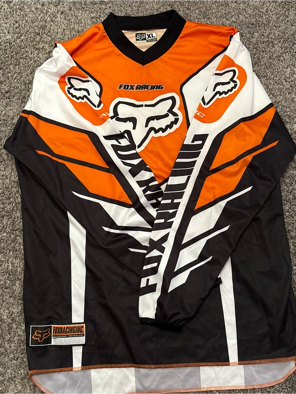 Vintage Fox Racing Orange Black White Motocross Jersey - Picture 4 of 7